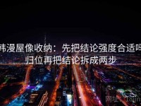 韩漫屋像收纳：先把结论强度合适吗归位再把结论拆成两步