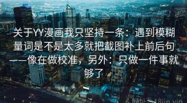 关于YY漫画我只坚持一条：遇到模糊量词是不是太多就把截图补上前后句——像在做校准，另外：只做一件事就够了