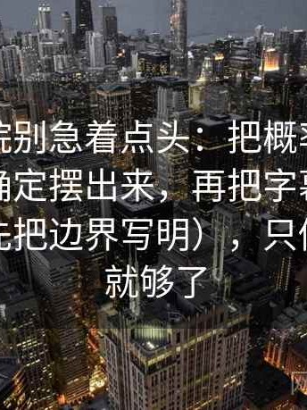 天天影院别急着点头：把概率有没有被写成确定摆出来，再把字幕改成描述句（先把边界写明），只做一件事就够了
